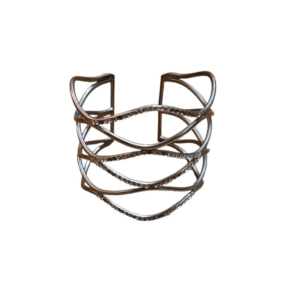 Elegant Silver Wave Cuff Bracelet